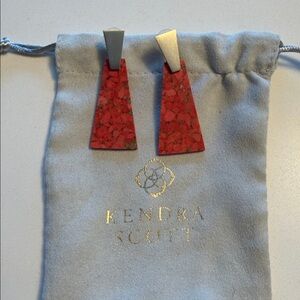 Kendra Scott Red and Gold Geometric Earrings